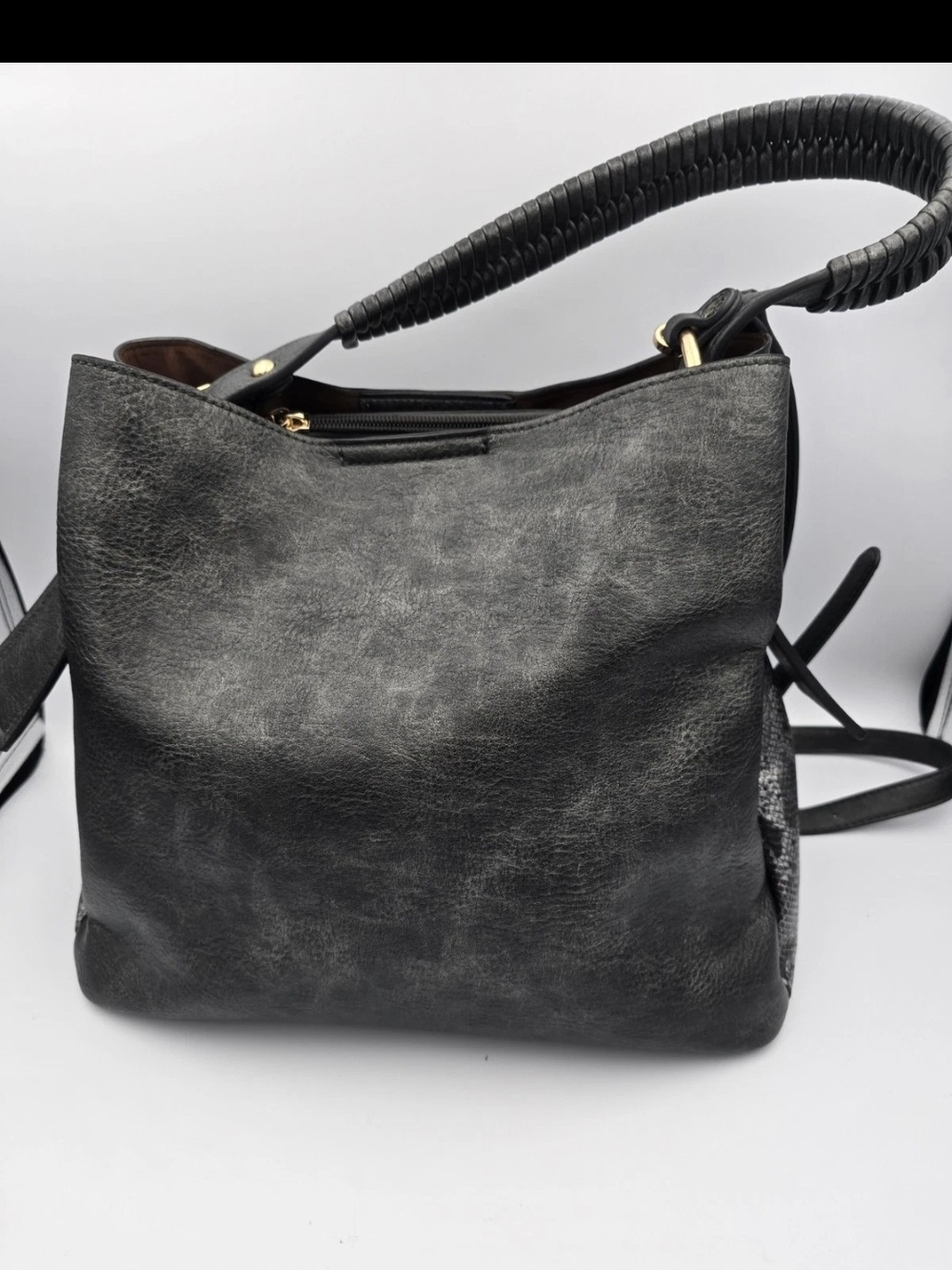 Everyday Black Hobo Shoulder Bag with Wrapped Handle